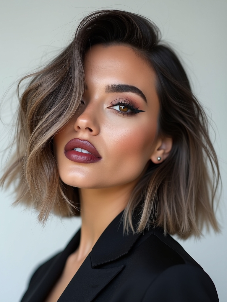 modern layered collarbone lob
