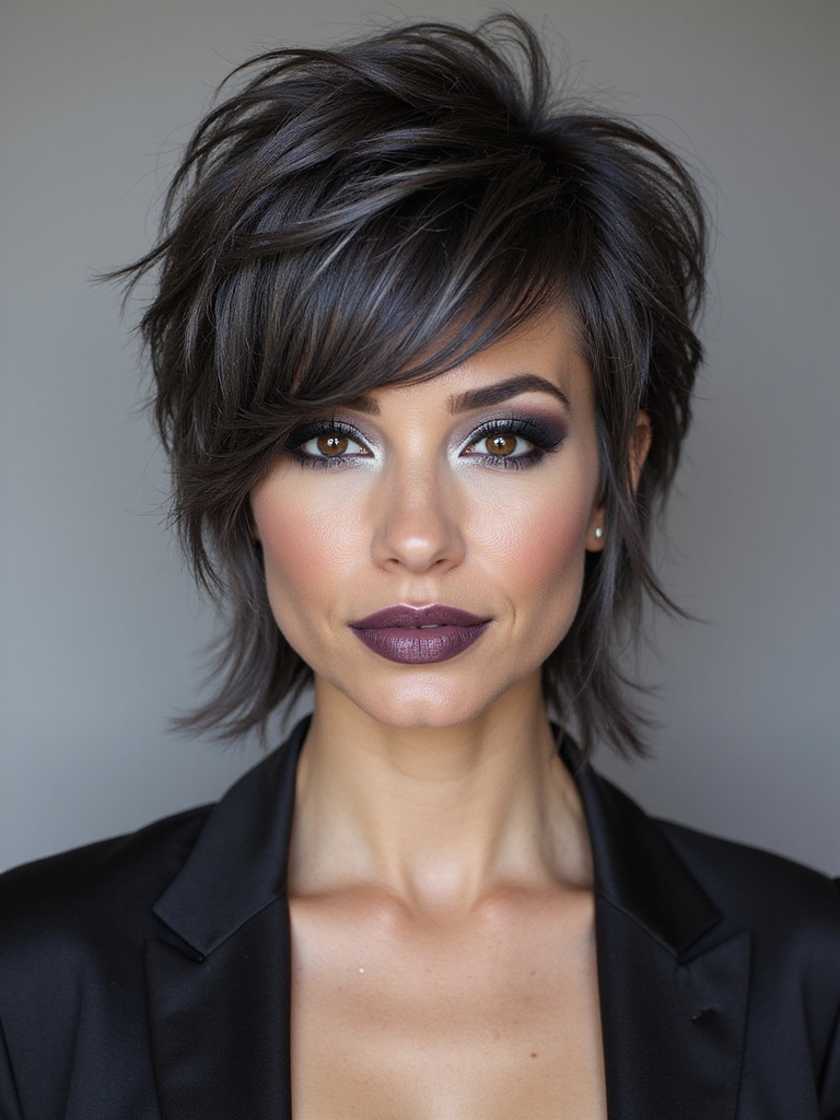 mullet forward textured shag fringe