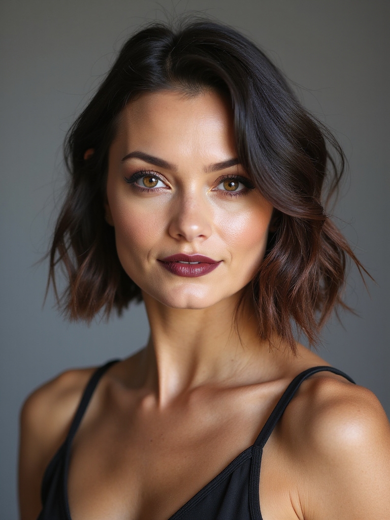 off center asymmetrical knotless bob