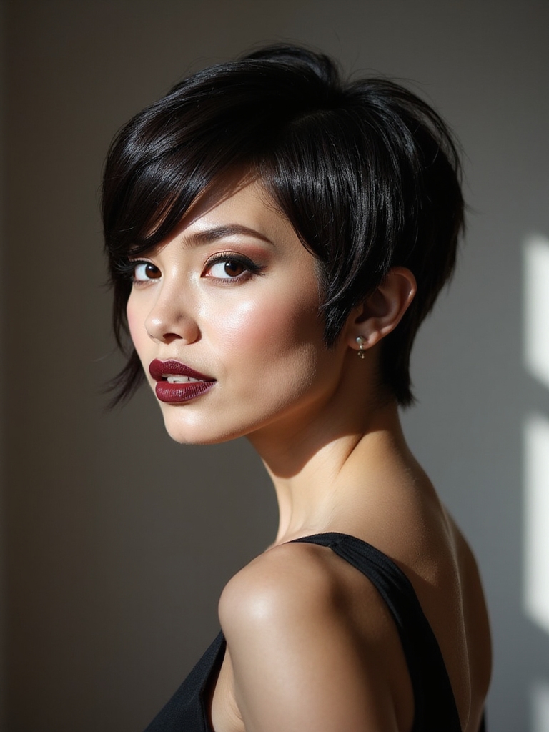 off center part lifts cheekbones