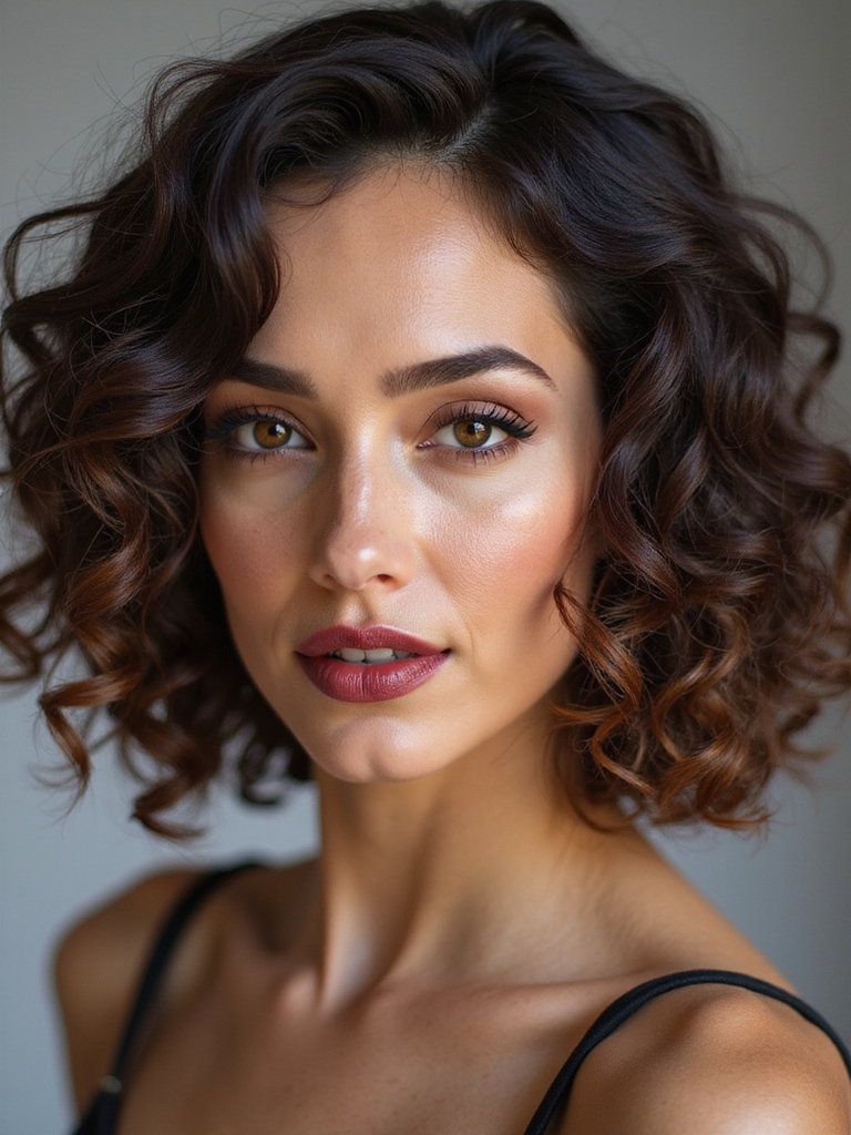 off center playful curly bob