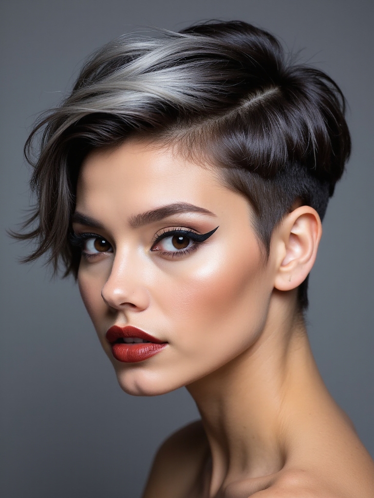 off center sleek asymmetrical pixie
