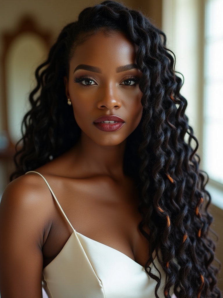 dreadlocs styled to create an old Hollywood finger wave pattern for a formal wedding