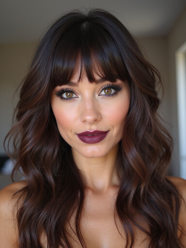 Piecey bangs with tousled, feathered layers