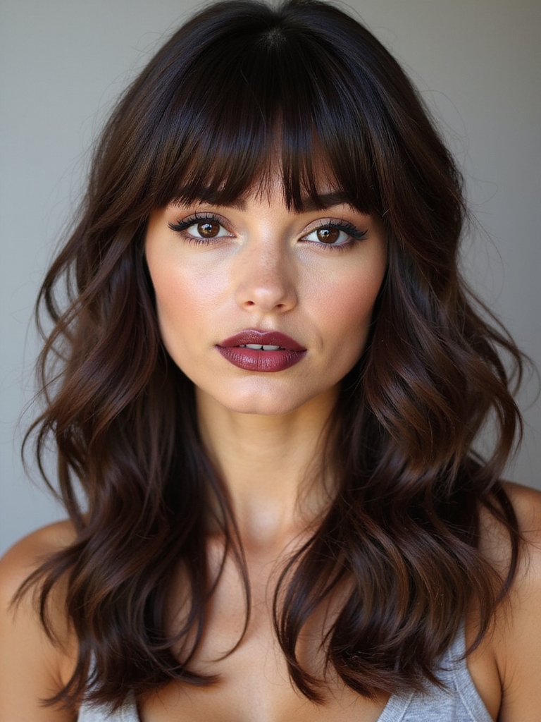 piecey curtain bangs textured waves
