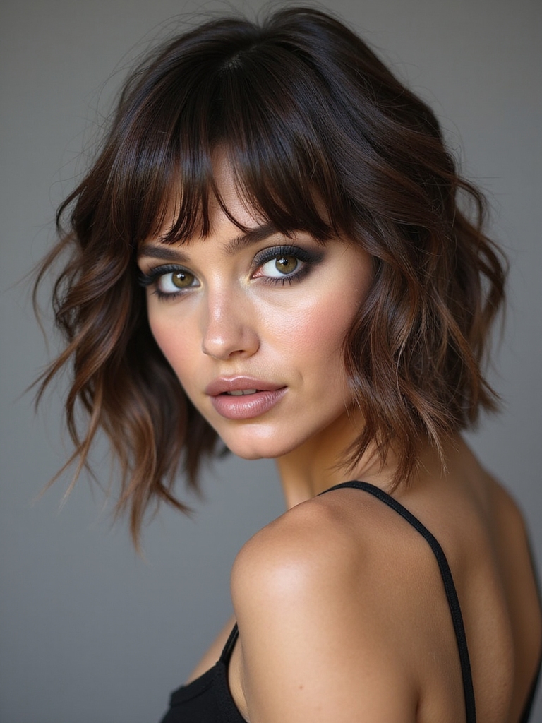 Piecey shag layered bangs