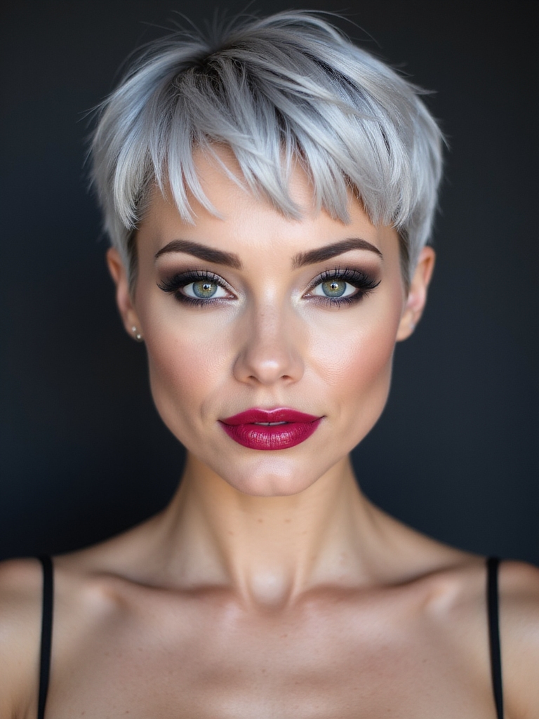piecey soft textured pixie bangs