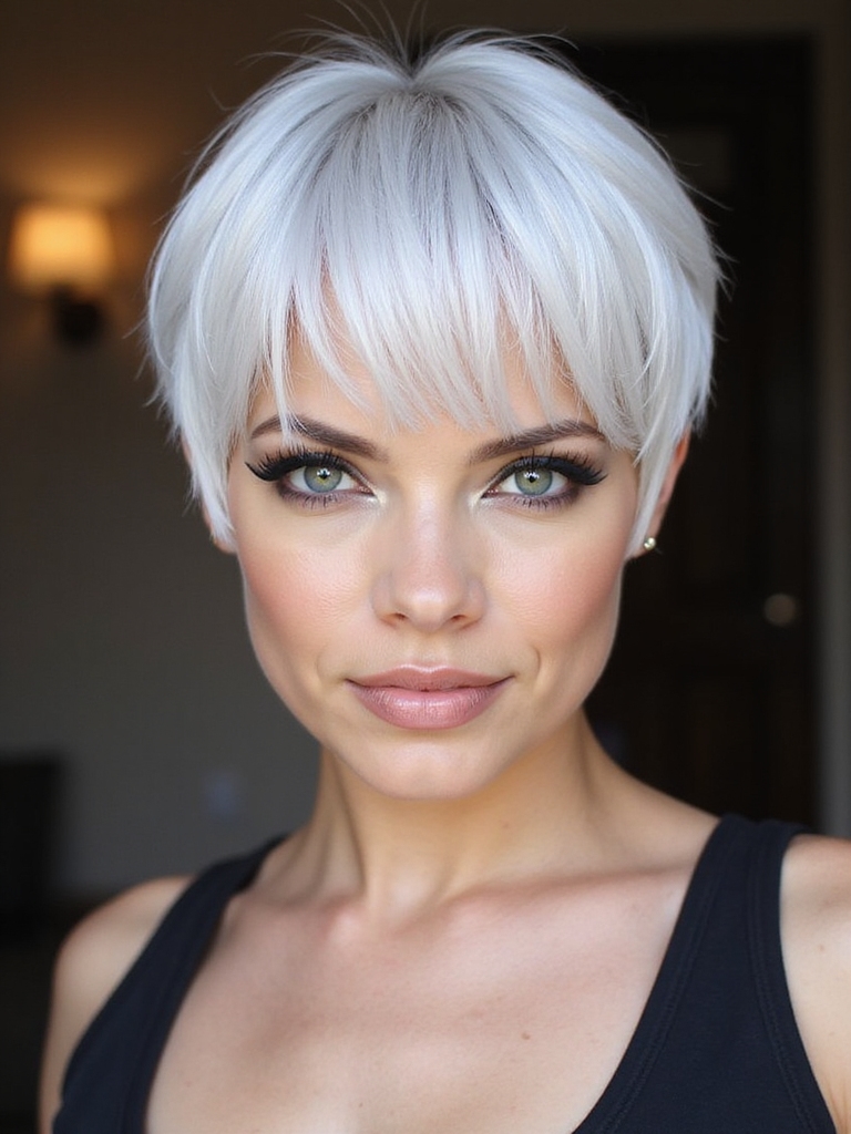 platinum sleek razor cut bob