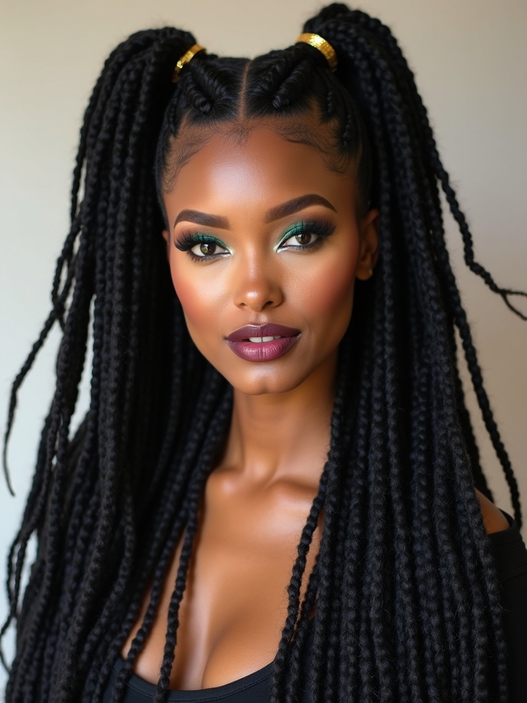 playful high double ponytails
