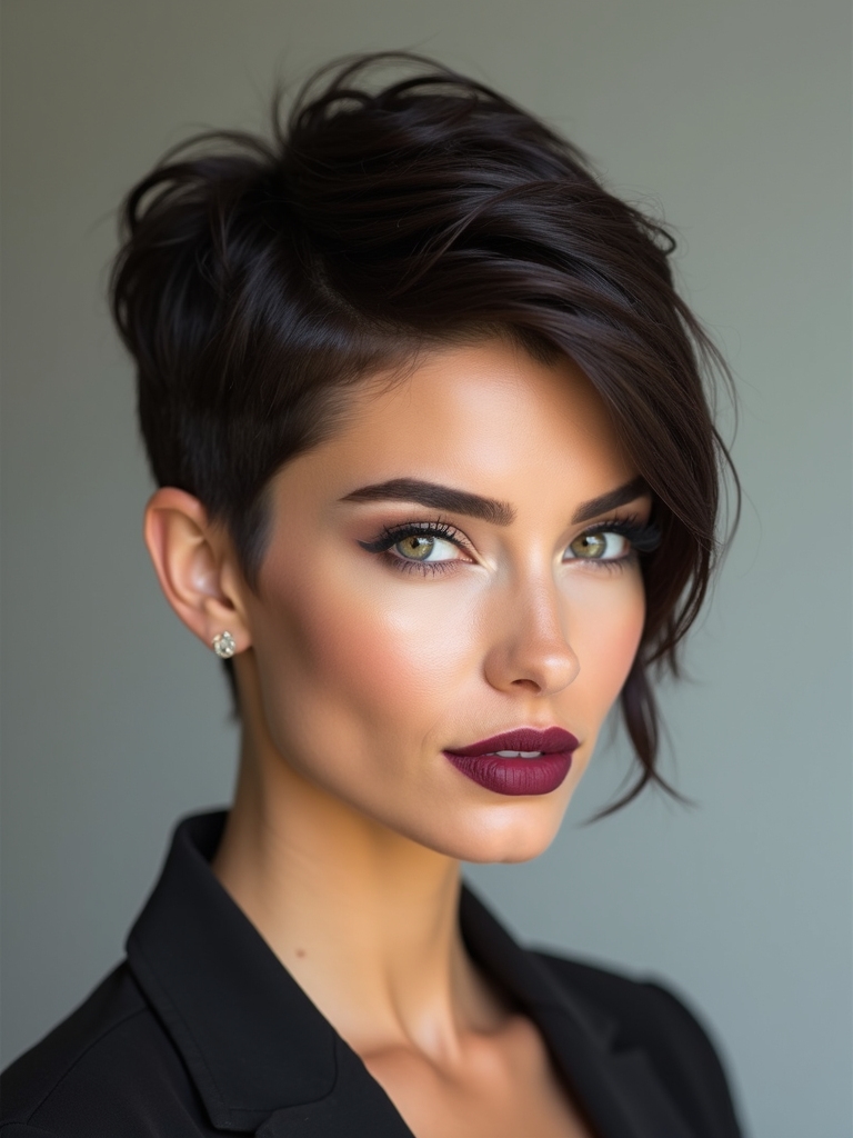 polished low maintenance tapered pixie