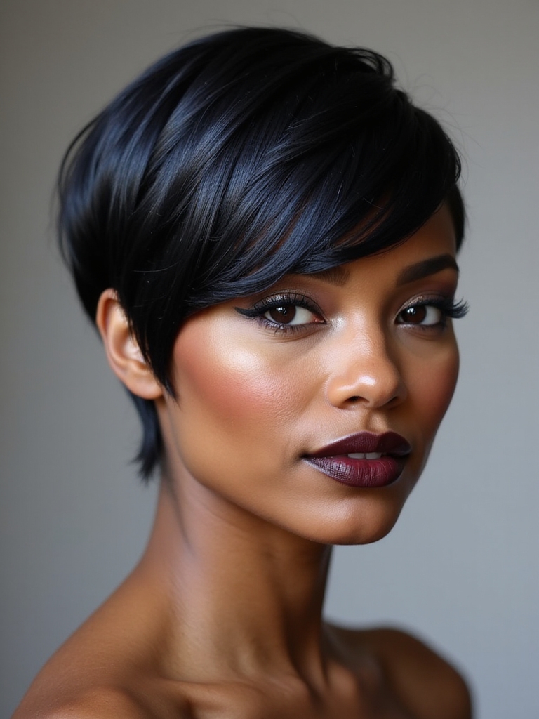 polished pixie with bangs