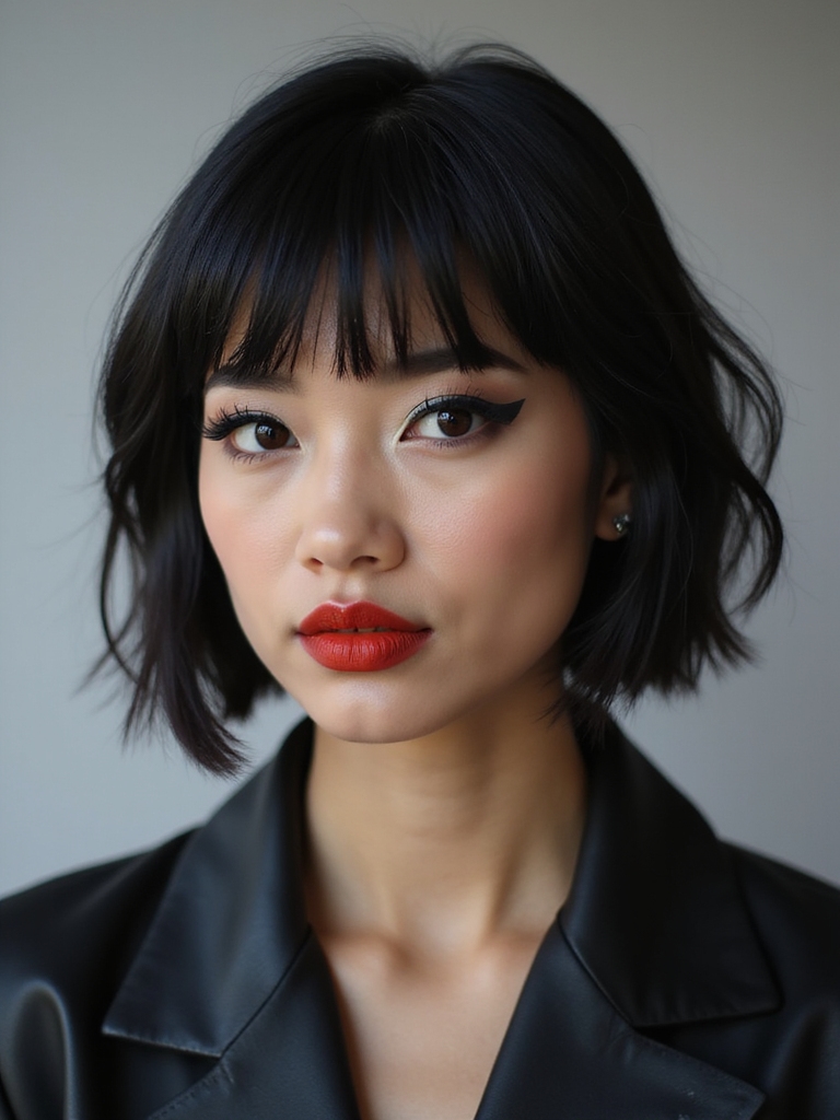 polished wolf cut with fringe
