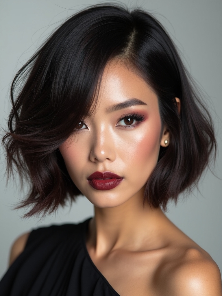 precision cut angled jawline bob