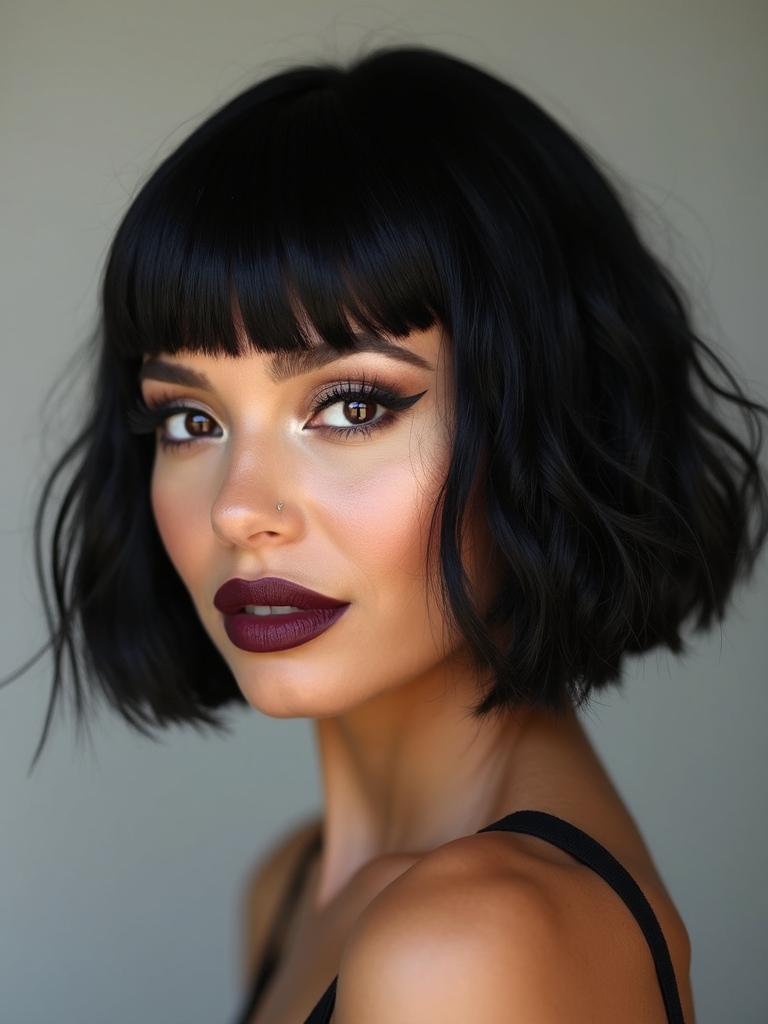 Micro bangs with long protective twists or braids