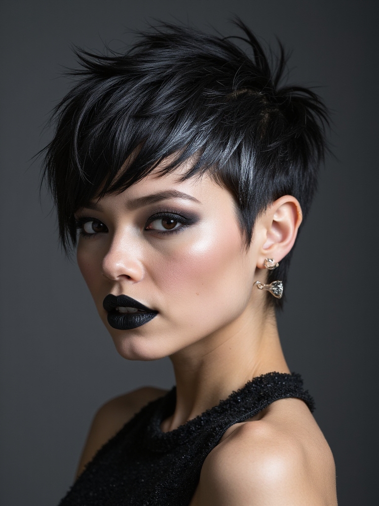 A spiky pixie with a razor fade undercut