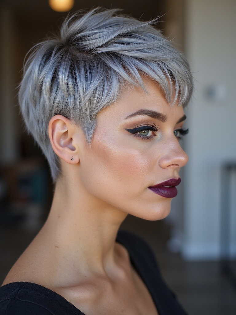 razor cut airy pixie bob
