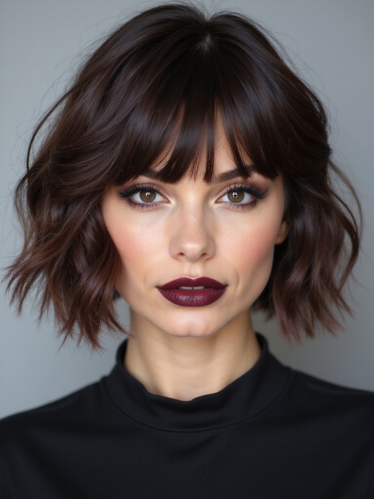 Razor-cut curtain bob