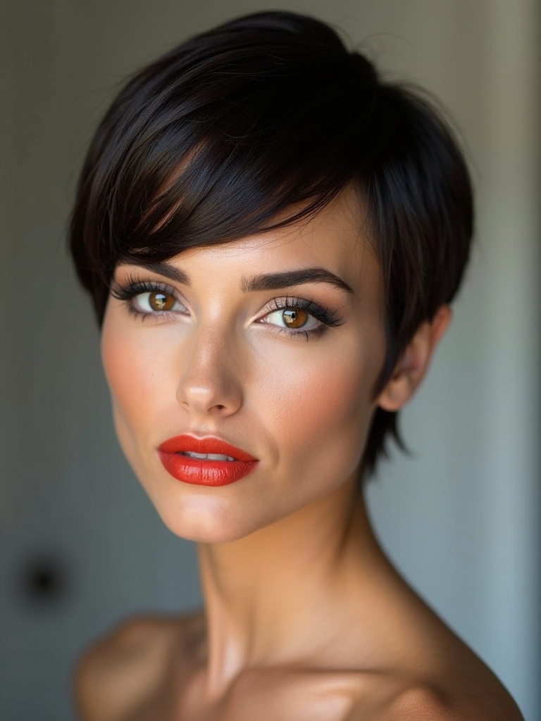 Polished glossy long pixie