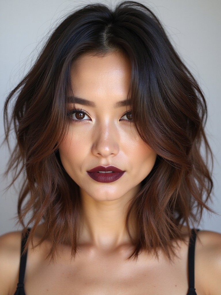 razored shoulder length beachy waves