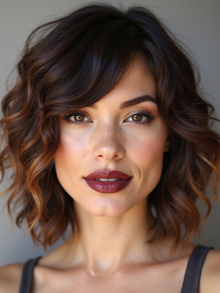 retro curly shag mullet