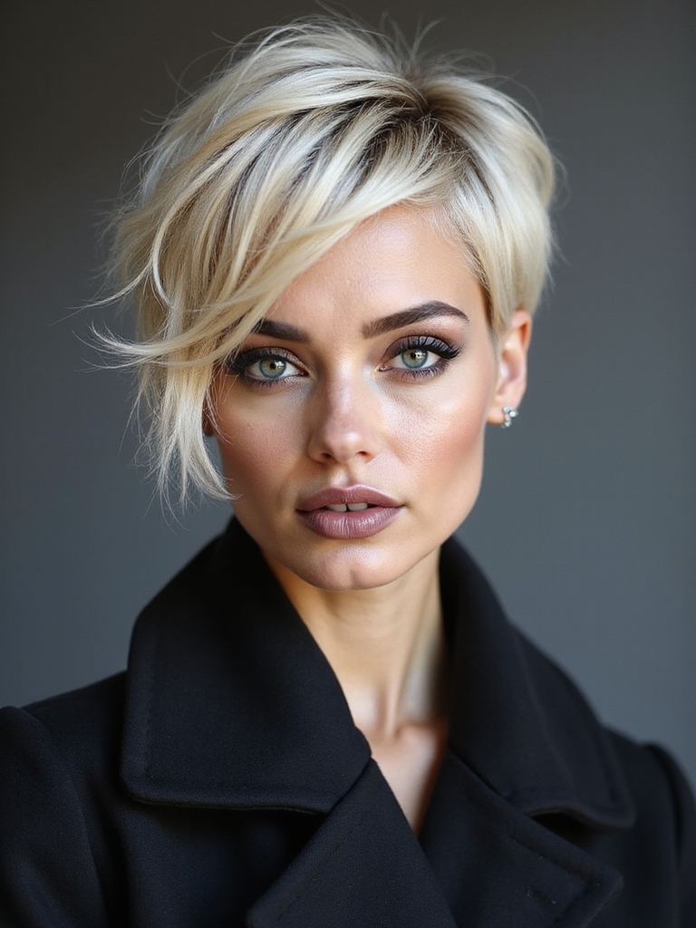 A rooty grown-out blonde pixie