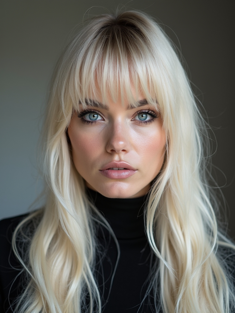 rooty nordic blonde fringe