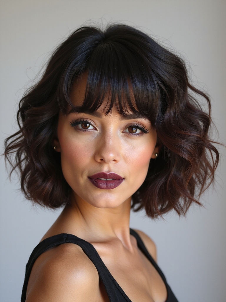 A rounded natural hair bob with full, soft volume