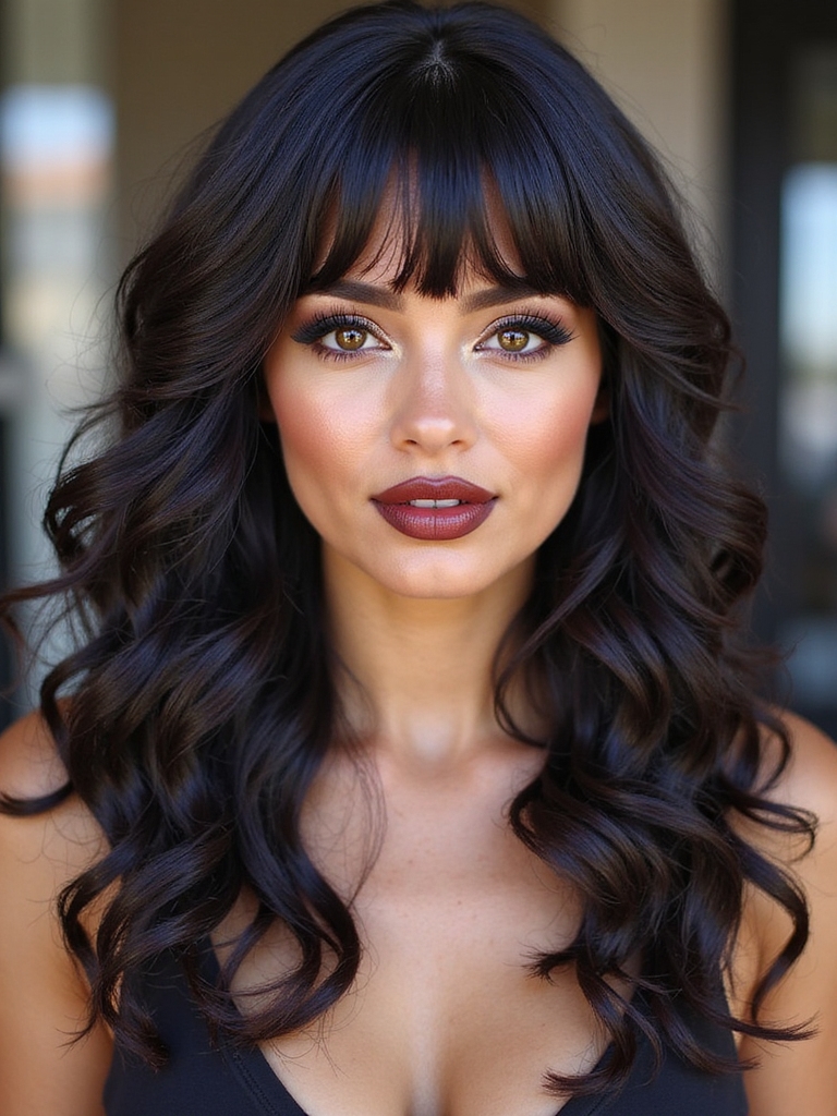 rounded coily halo bangs