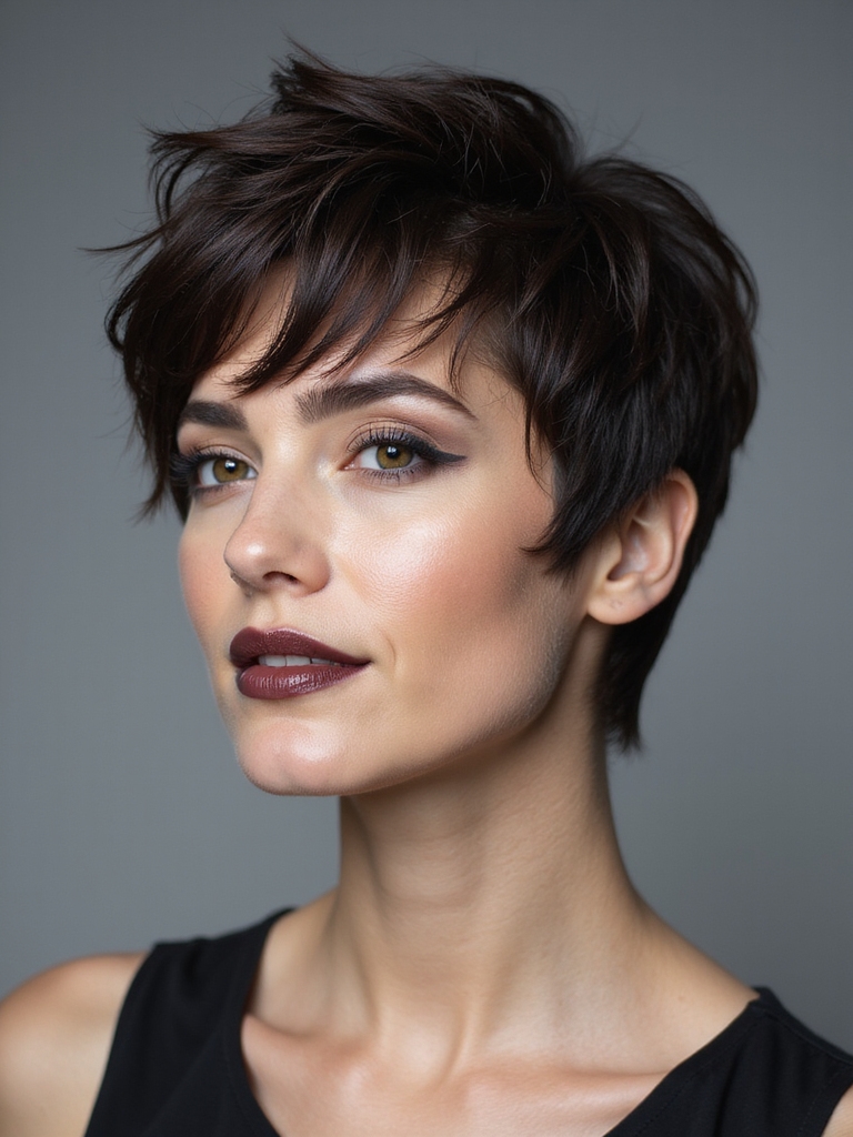 routine friendly shag pixie styling