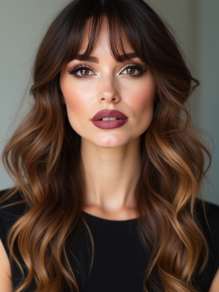 A polished blowout with subtly lifted curtain bangs
