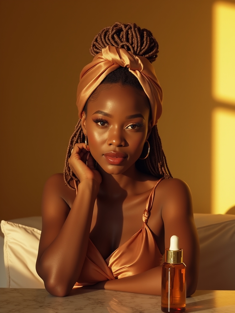 satin bonnet worn over locs at night with satin pillowcase for protective sleep routine