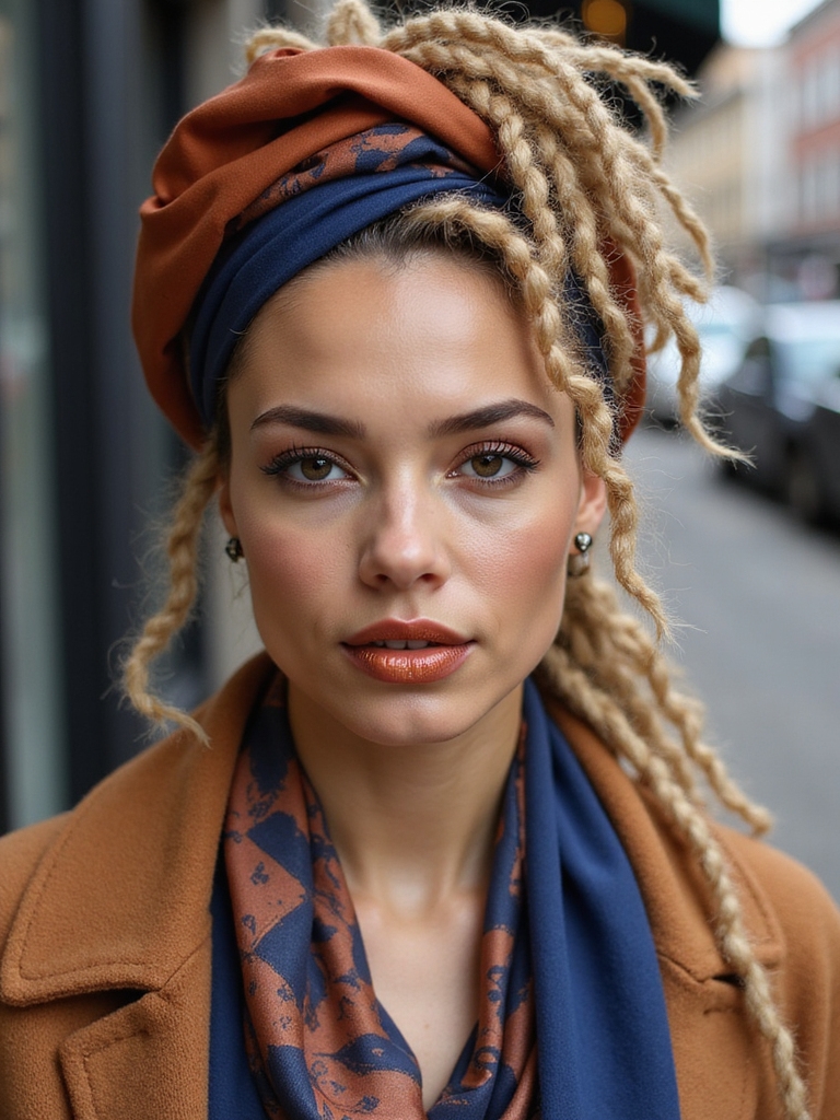 scarf wrapped effortless locs updo
