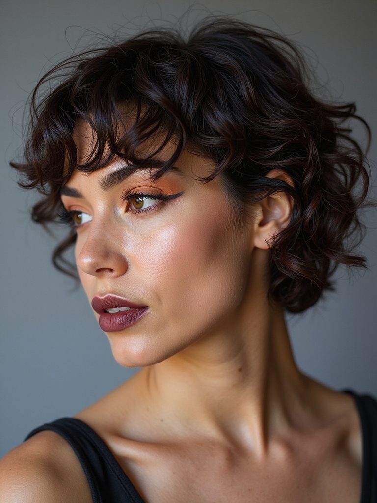 Curly long pixie