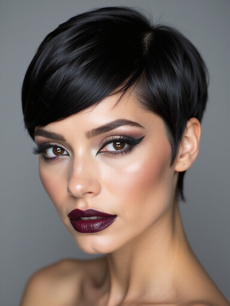 sculpted glossy lacquered pixie