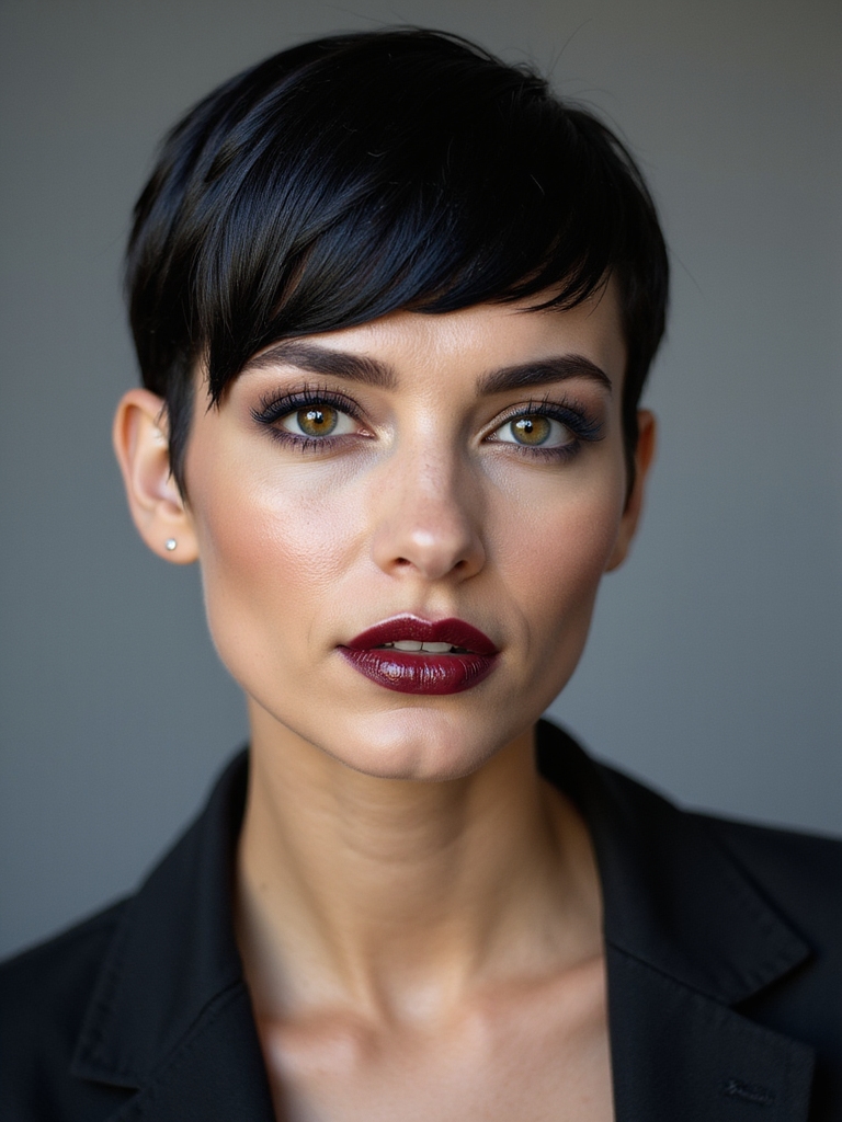 sculpted glossy slicked back pixie