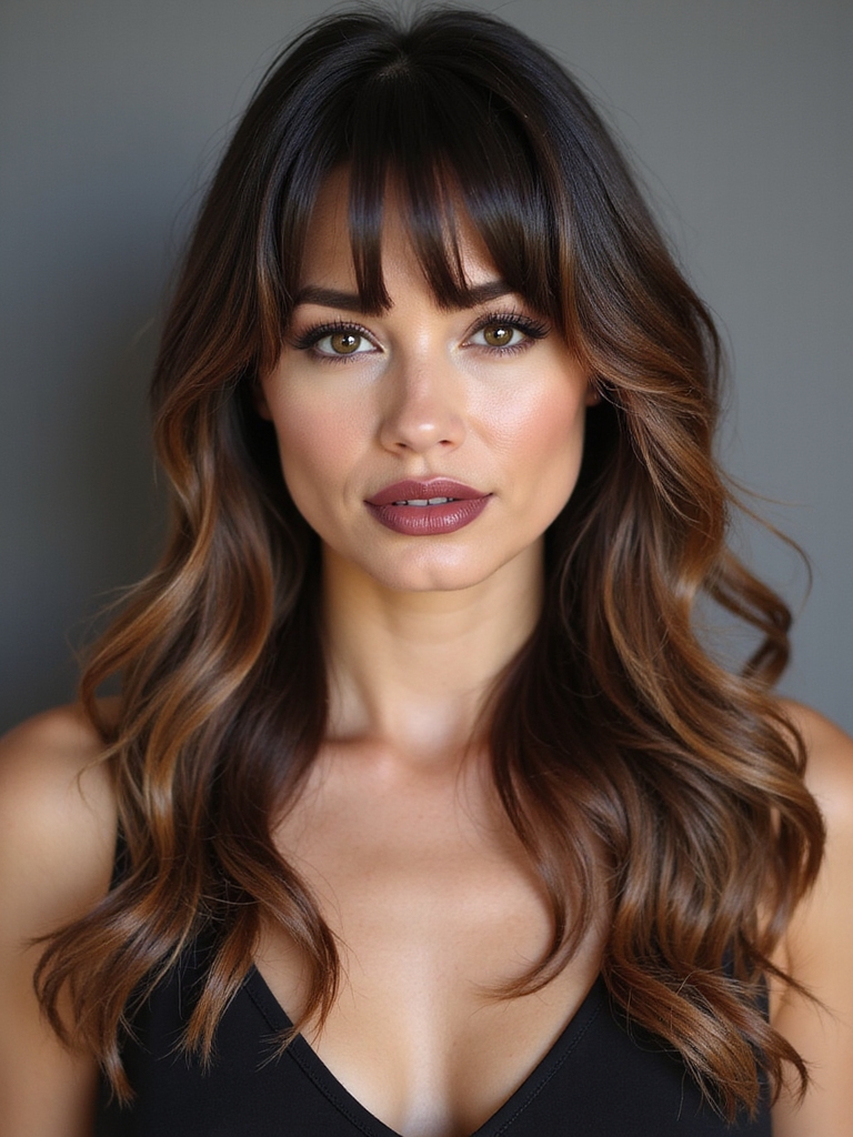 Face-framing long layers side bangs