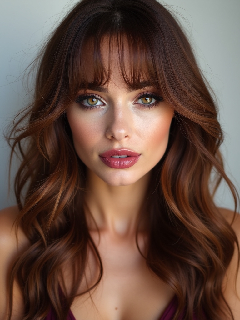 shadowed airy bangs wavy mid length