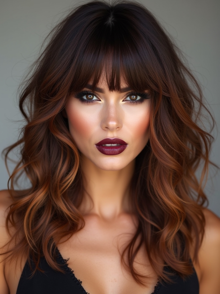 shaggy bangs layered waves