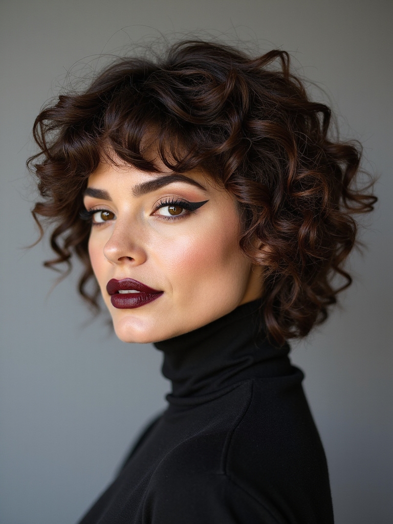 A curly wolf cut cut dry with springy disconnected layers