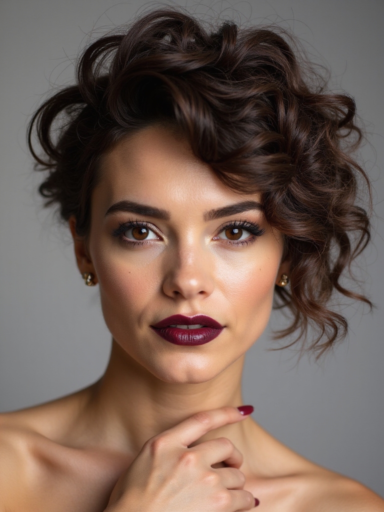 A curly pixie shag with rumpled layers