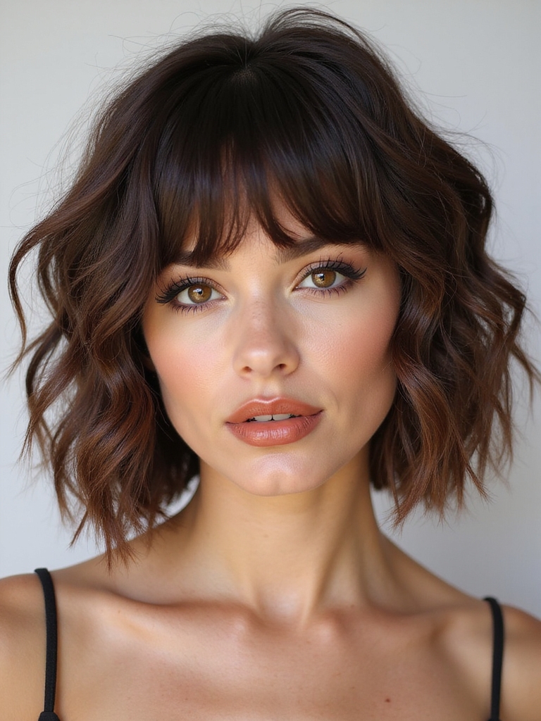 A shaggy natural hair bob with piecey layers