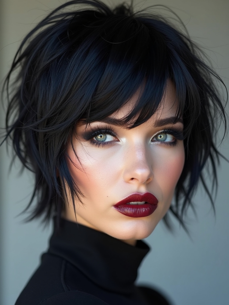 shaggy wolf cut with micro bangs
