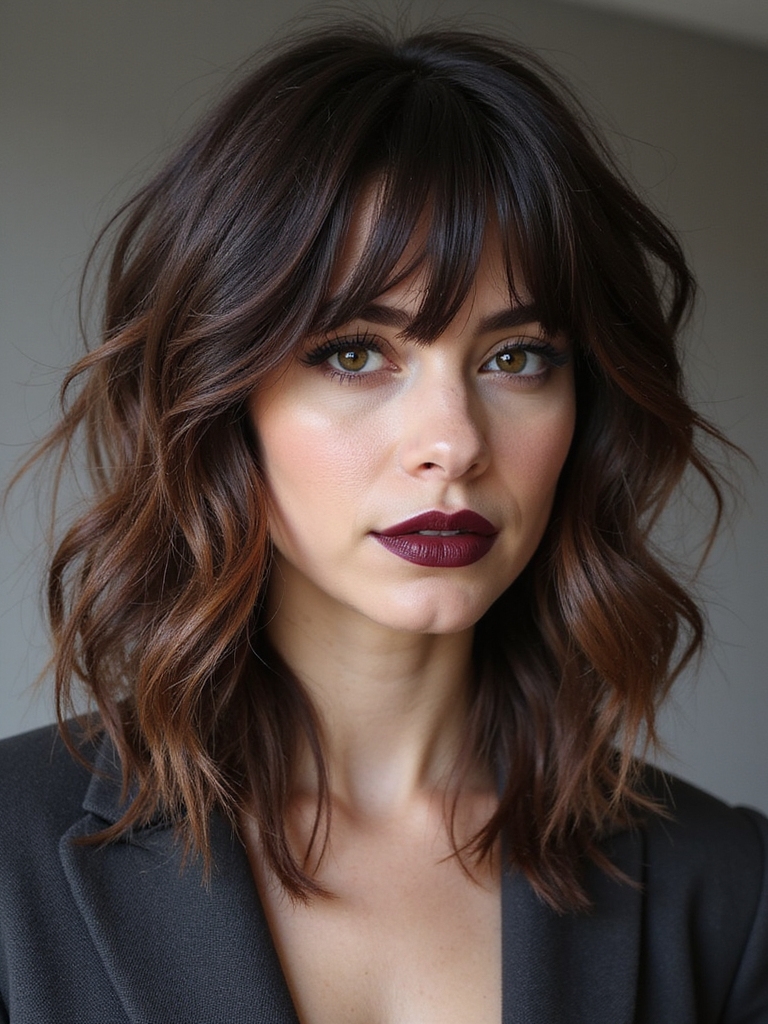 A wolf cut on thick hair with heavy disconnected layers