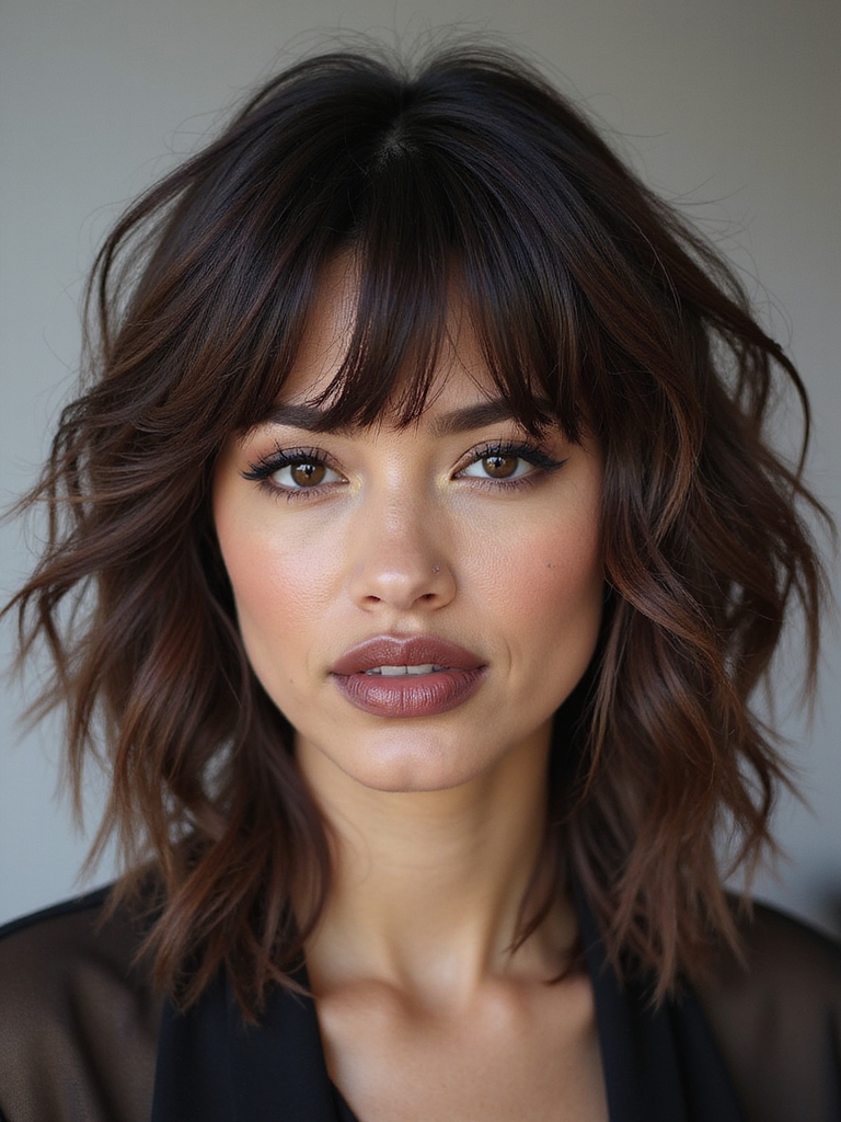 A stylist point cutting disconnected layers into a wolf cut
