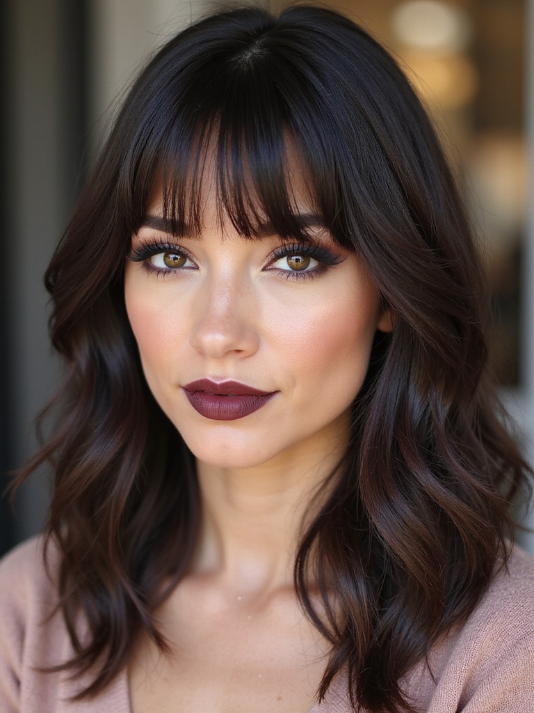 A shoulder-grazing lob paired with bottleneck bangs