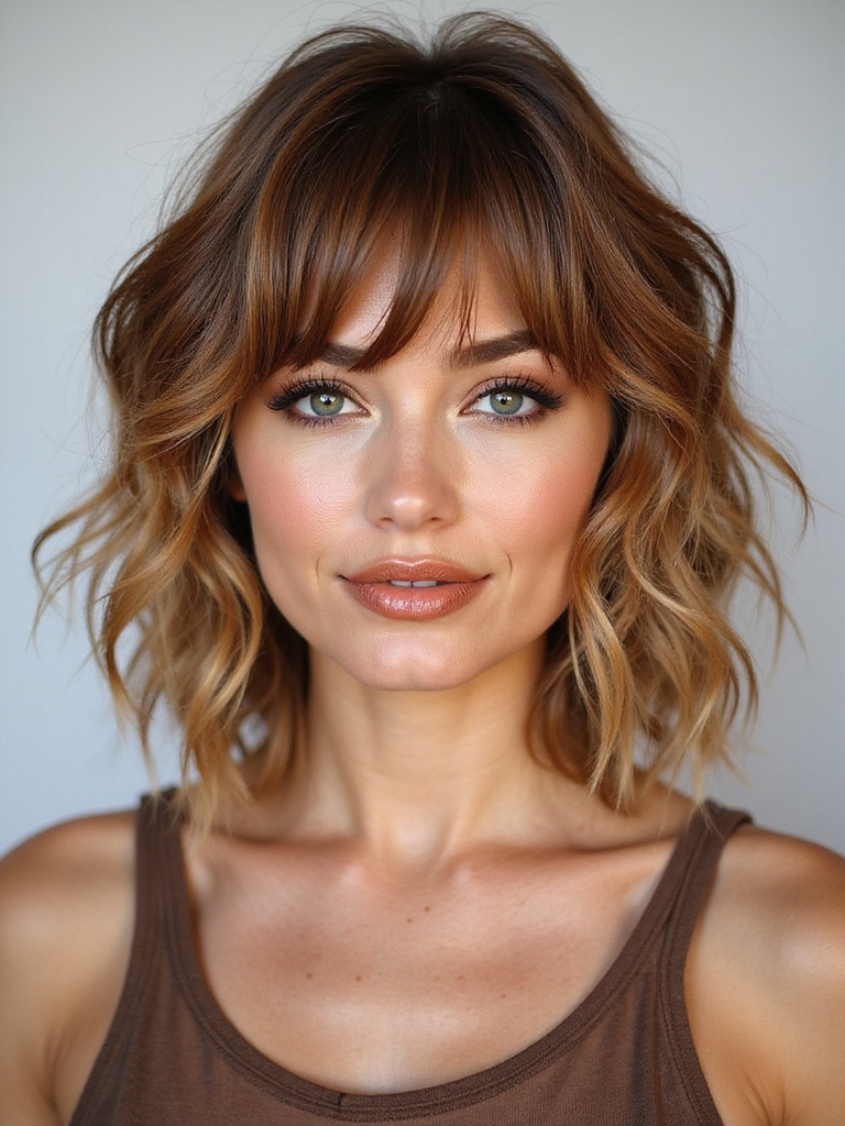 shoulder grazing textured shag