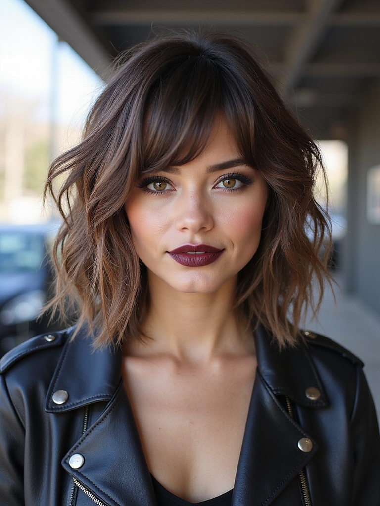 shoulder length wispy fringe layers