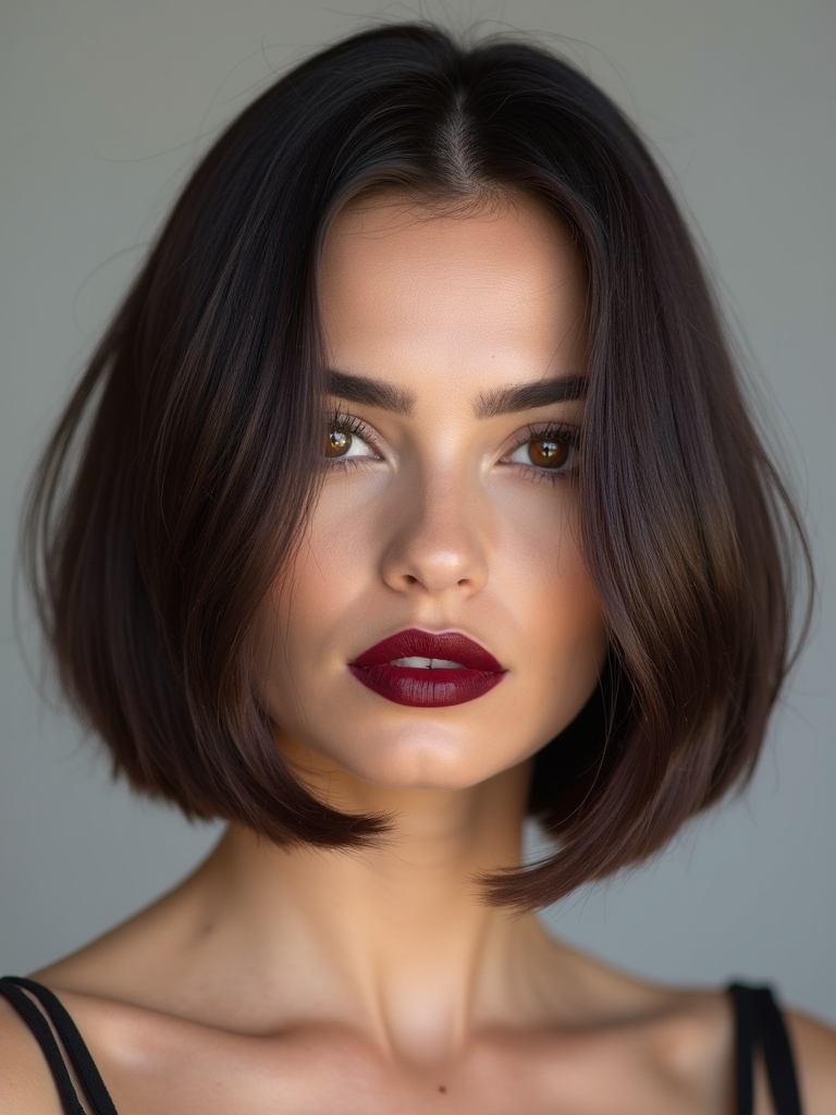 A shoulder-skimming brunette lob with softly blended layers