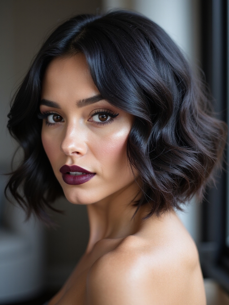 side part deep wave bob