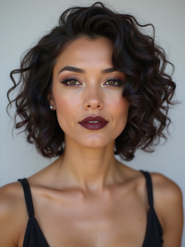 side parted diffused curl bob